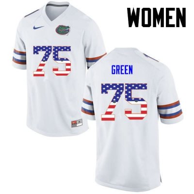 Women's Florida Gators #75 Chaz Green NCAA Nike White USA Flag Fashion Authentic Stitched College Football Jersey ZYI1662AD